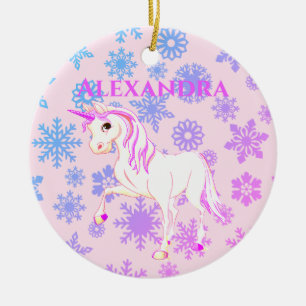 Décoration En Céramique Photo Unicorne Noël Snowflakes mignonnes enfants r