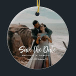 Décoration En Céramique Photographie par lettres à la main Enregistrer la<br><div class="desc">Design photo complet avec lettrage à la main sentir Enregistrer la carte Date parfait pour envoyer vos amis et votre famille.</div>