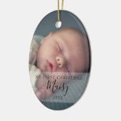 Décoration En Céramique Photos de Noël pour bébé Élégant Script (Gauche)