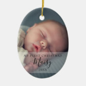 Décoration En Céramique Photos de Noël pour bébé Élégant Script (Devant)