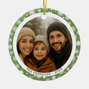 Décoration En Céramique Photos multiples de Noël de la famille verte Snowf