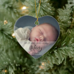 Décoration En Céramique Photos pour bébés modernes Premier Noël<br><div class="desc">Personnalisez avec vos photos de bébé préférées,  nom et date pour créer un souvenir unique et un cadeau pour un premier Noël. Un joli souvenir pour célébrer votre nouvelle arrivée ! Conçu par Thisisnotme©</div>