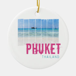 Décoration En Céramique Phuket Thaïlande Panorama de plage vintage Souveni