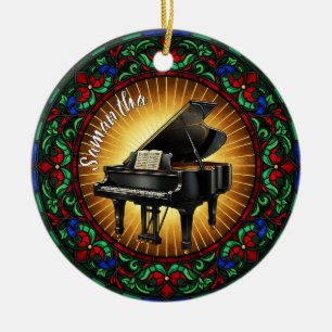Décoration En Céramique Piano en verre tendu Nom personnalisé Noël