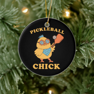 Décoration En Céramique Pickleball Chick - rétro