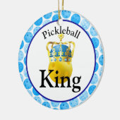 Décoration En Céramique Pickleball King, Pickleball Jaune Portant Une Cour (Gauche)
