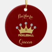 Décoration En Céramique Pickleball Queen Glam Glitz Nom du monogramme (Devant)
