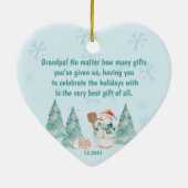 Décoration En Céramique Pickleball Snowmen, Noël minuscule pour Grand-Père (Dos)