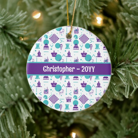 Décoration En Céramique Pièces du joueur d'échecs - Motif d'art de fête (Arbre)