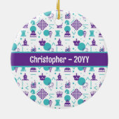 Décoration En Céramique Pièces du joueur d'échecs - Motif d'art de fête (Dos)