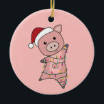 Décoration En Céramique Pig Christmas Snow Winter Animals<br><div class="desc">Le cochon de Noël aux lumières de fées. Animaux amusants avec des cadeaux et de la neige aux vacances. Aussi drôle pour Noël en juillet. Les moutons sont des animaux sucrés et parfaits pour Noël.</div>