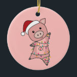 Décoration En Céramique Pig Christmas Snow Winter Animals<br><div class="desc">Le cochon de Noël aux lumières de fées. Animaux amusants avec des cadeaux et de la neige aux vacances. Aussi drôle pour Noël en juillet. Les moutons sont des animaux sucrés et parfaits pour Noël.</div>
