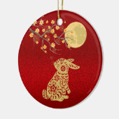 Décoration En Céramique Pile rouge lune chinoise lapin (Gauche)