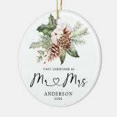 Décoration En Céramique Pin Rustique Premier Noël Mr & Mrs Gift Céramique (Gauche)