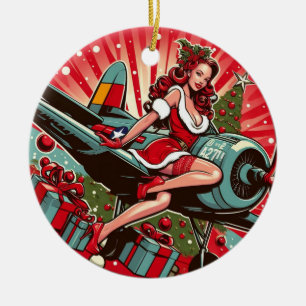 Décoration En Céramique Pin-up Fille Ornament de Noël