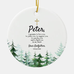 Décoration En Céramique Pine Tree Personalised Promise to Godchild