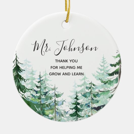 Décoration En Céramique Pine Trees Merci pour m'aider à grandir professeur (Devant)