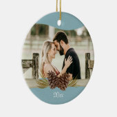 Décoration En Céramique Pinecones de bois photo bleue (Droite)