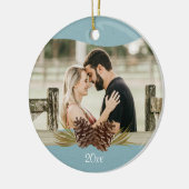 Décoration En Céramique Pinecones de bois photo bleue (Gauche)