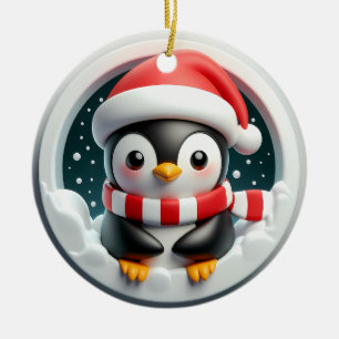 Décoration En Céramique Pingouin de Noël des fêtes qui éclate
