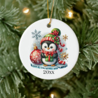 Pingouin mignon ajouter la date et le message Noël