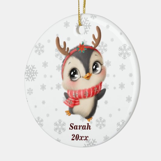 Décoration En Céramique Pingouin mignon personnalisé - Mon premier Noël (Gauche)