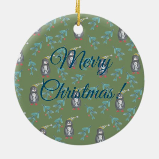 Décoration En Céramique Pingouins Joyeux Noël vacances humeur (Dos)