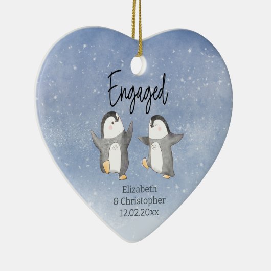 Décoration En Céramique Pingouins mignons Monogrammés Engagés (Droite)