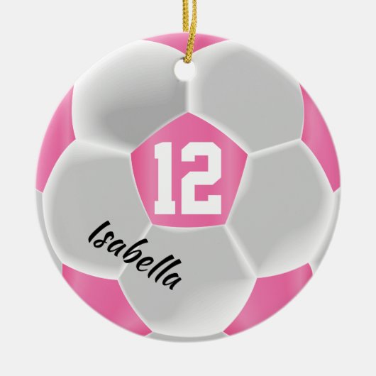 Décoration En Céramique Pink and White ⚽ Soccer Ball (Devant)