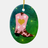 Décoration En Céramique Pink Cowgirl Western Boot Noël (Devant)