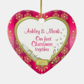 Décoration En Céramique Pink Gold First Noël Ensemble Photo Xmas (Dos)