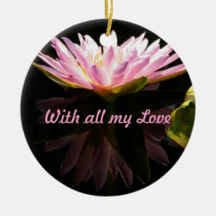 Décoration En Céramique Pink Lotus Waterlily 'With All My Love'