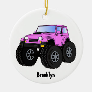 Décoration En Céramique Pink monster truck cartoon illustration