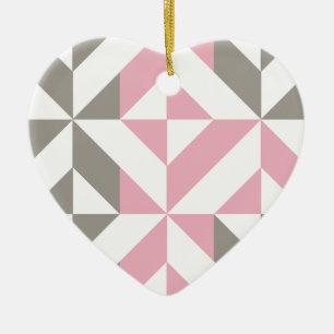 Décoration En Céramique Pink Raspberry and Silver Geometric ZigZag