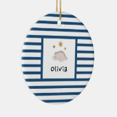 Décoration En Céramique Pink Sleepy Baby Dino | Dark Blue Stripe Modern (Droite)