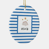 Décoration En Céramique Pink Sleepy Baby Dino | Marine Blue Stripe Modern (Droite)