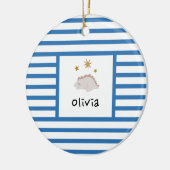 Décoration En Céramique Pink Sleepy Baby Dino | Marine Blue Stripe Modern (Gauche)