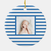 Décoration En Céramique Pink Sleepy Baby Dino | Marine Blue Stripe Modern (Dos)
