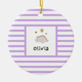 Décoration En Céramique Pink Sleepy Baby Dino | Purple Stripe Moderne (Devant)