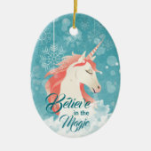 Décoration En Céramique Pink Unicorn Turquoise Snowflake croire Noël (Devant)