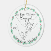 Décoration En Céramique Pinky Promise First Christmas Engaged (Gauche)