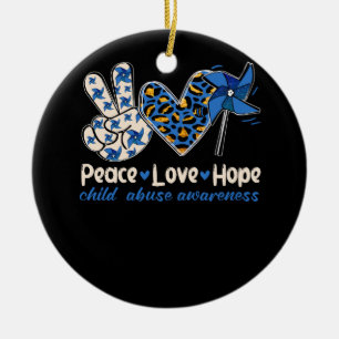 Décoration En Céramique Pinwheel Peace Love Hope Child Abuse Prevention Aw