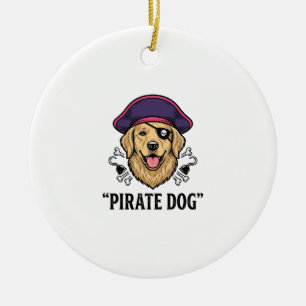 Décoration En Céramique Pirate Chien Gravure Vintage Design de T-Shirt_1