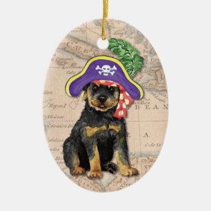 Décoration En Céramique Pirate de rottweiler