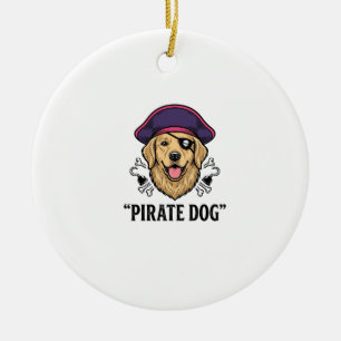 Décoration En Céramique Pirate Dog Modèle de T-Shirt Gravure Vintage_1