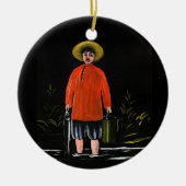 Décoration En Céramique Pirosmani - Pêcheur dans une chemise rouge (Devant)