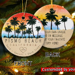 Décoration En Céramique Pismo Beach California Retro Sunset Palm tree 60s<br><div class="desc">Pismo Beach California. Ce design rétro fait un grand cadeau de Noël ou d'anniversaire pour les fans de Pismo Beach. Le design rétro des vibes d'été est un cadeau parfait pour les amateurs de voyage et de destinations tropicales. - Vous pouvez personnaliser le modèle en ajoutant un nom de votre...</div>