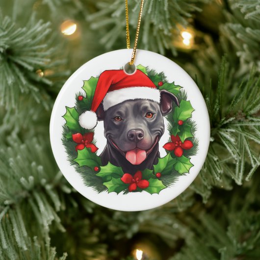 Décoration En Céramique Pit Bull Christmas Wreath (Arbre)