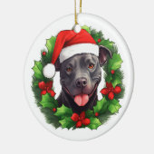 Décoration En Céramique Pit Bull Christmas Wreath (Gauche)