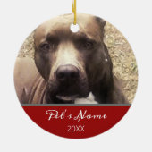 Décoration En Céramique Pitbull Dog Pet Photo Monogram Red Christmas Name (Dos)